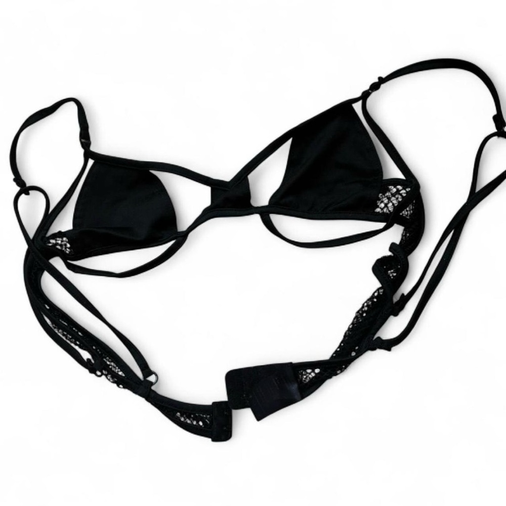 Finesse Black Strappy Fishnet Mesh Micro Bralette
